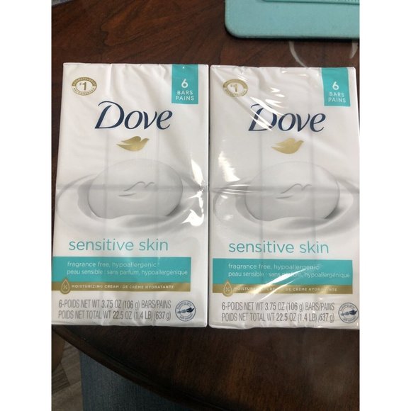 Dove Skincare 2 Dove Sensitive Skin Fragrance Free Bar Soap 375 Oz